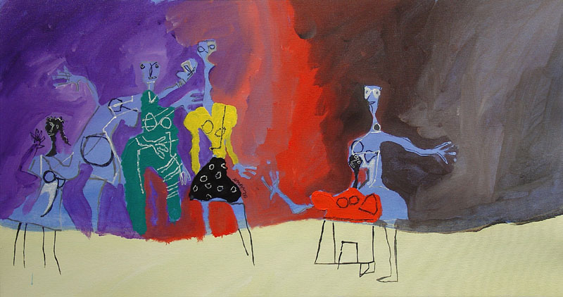 Charades 18 x 36 Acrylic on Canvas   
