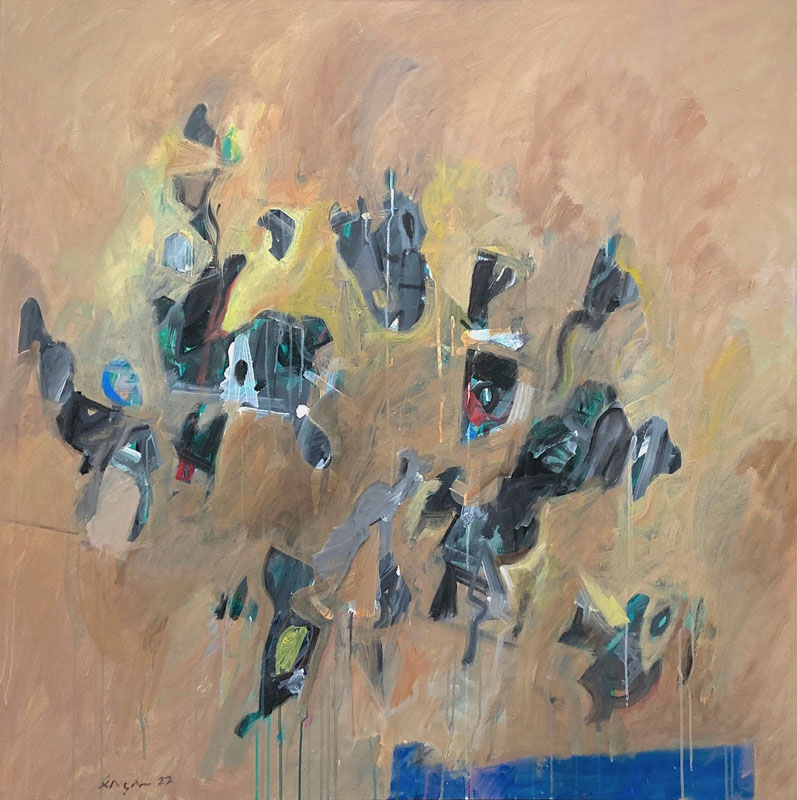 Cinnamon Blue 48 x 48 Acrylic on Canvas